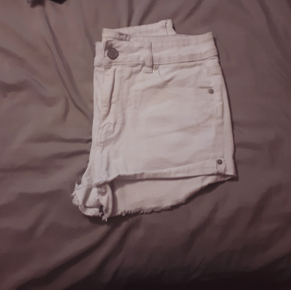 White jean shorts
